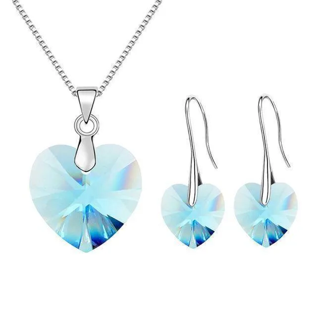 SWAROVSKI Heart Pendant Necklaces Drop Earrings Jewelry Sets