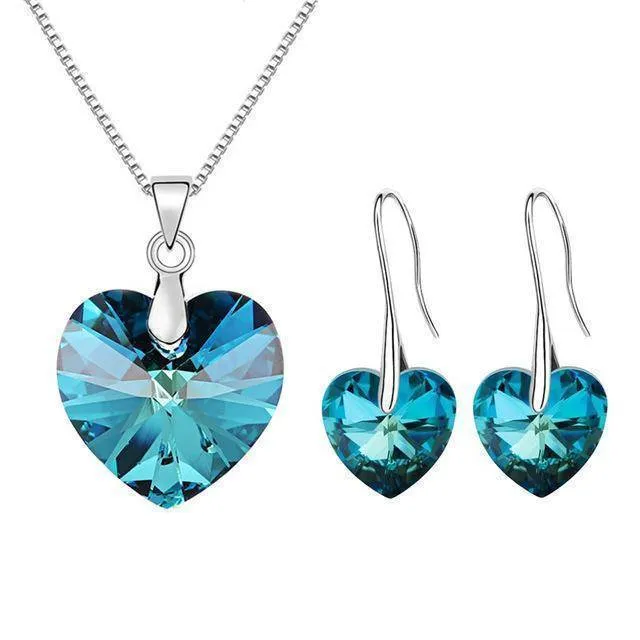 SWAROVSKI Heart Pendant Necklaces Drop Earrings Jewelry Sets