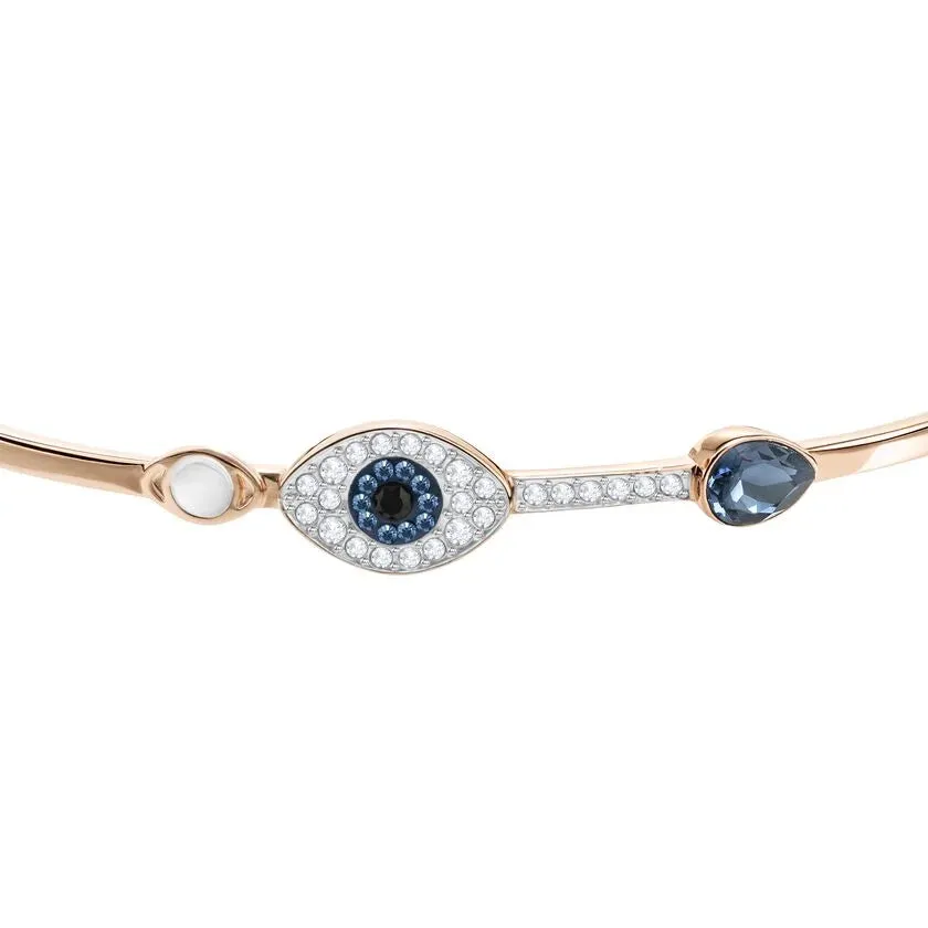 SWAROVSKI Women's Symbolic Evil Eye Bangle, Blue, Mixed metal finish, Medium 5171991