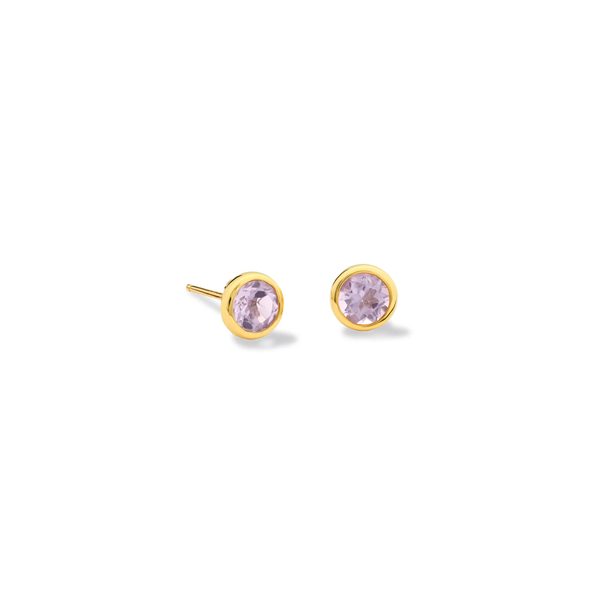 Theresa Studs Yellow Gold - Pink Amethyst