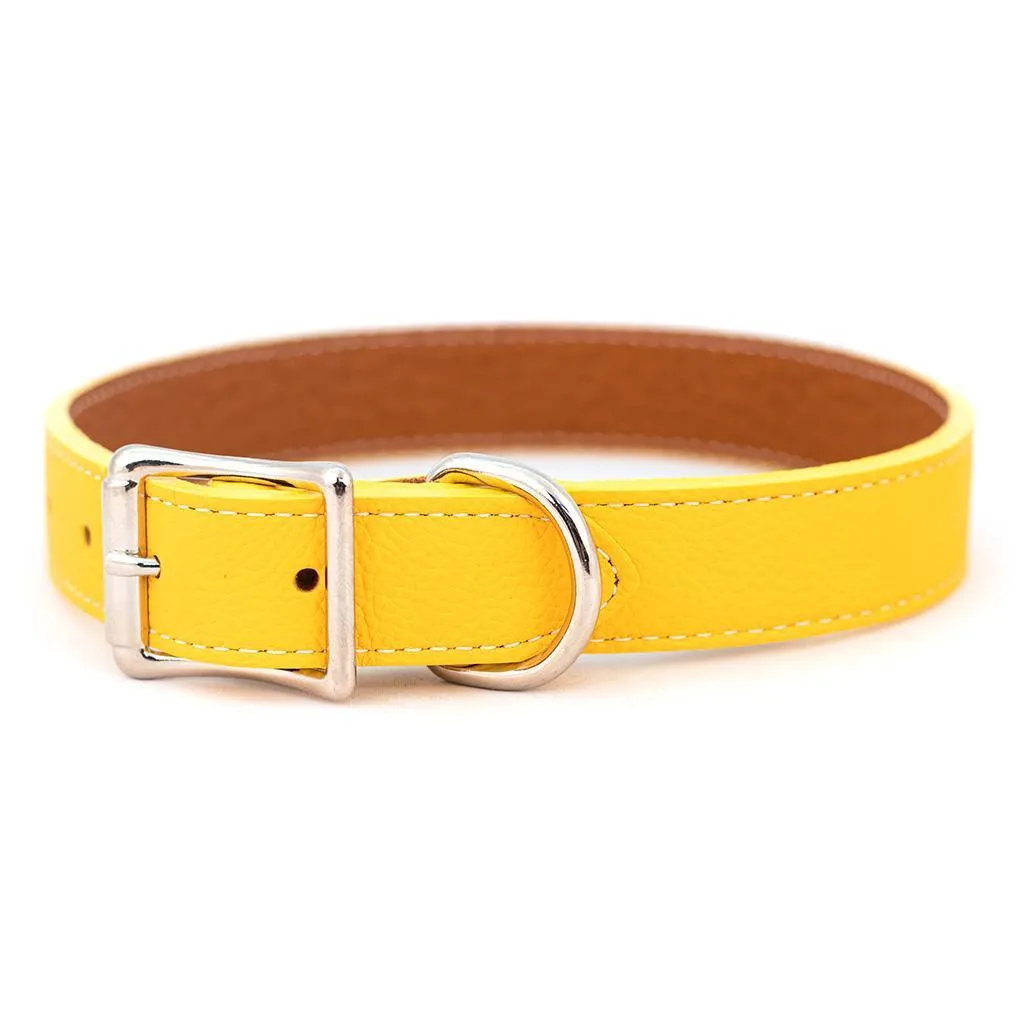 Tuscan Leather Dog Collar Yellow