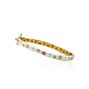 Twin Stars Double Flower Bangle in White/Multi