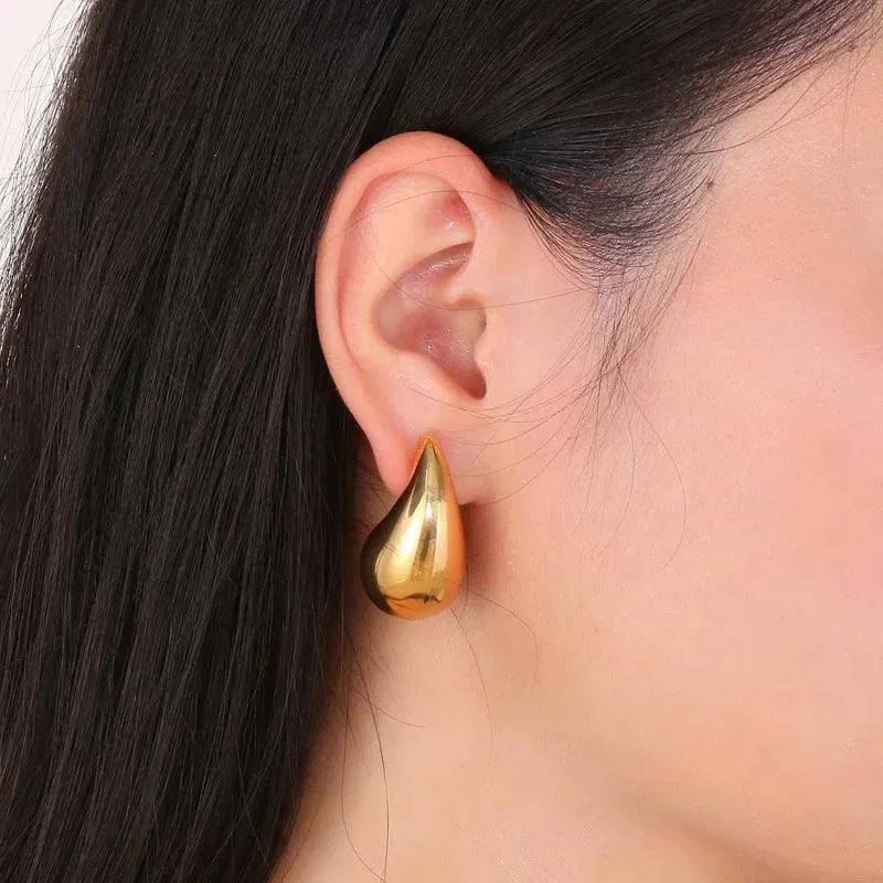 Vintage Gold Teardrop Dome Earrings: Stylish Statement Jewelry