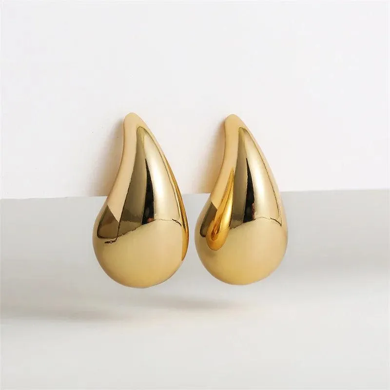 Vintage Gold Teardrop Dome Earrings: Stylish Statement Jewelry