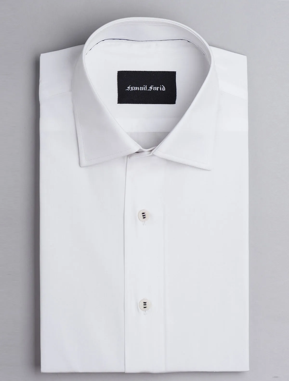 WHITE COTTON WEAVED CLASSIC COLLAR SHIRT