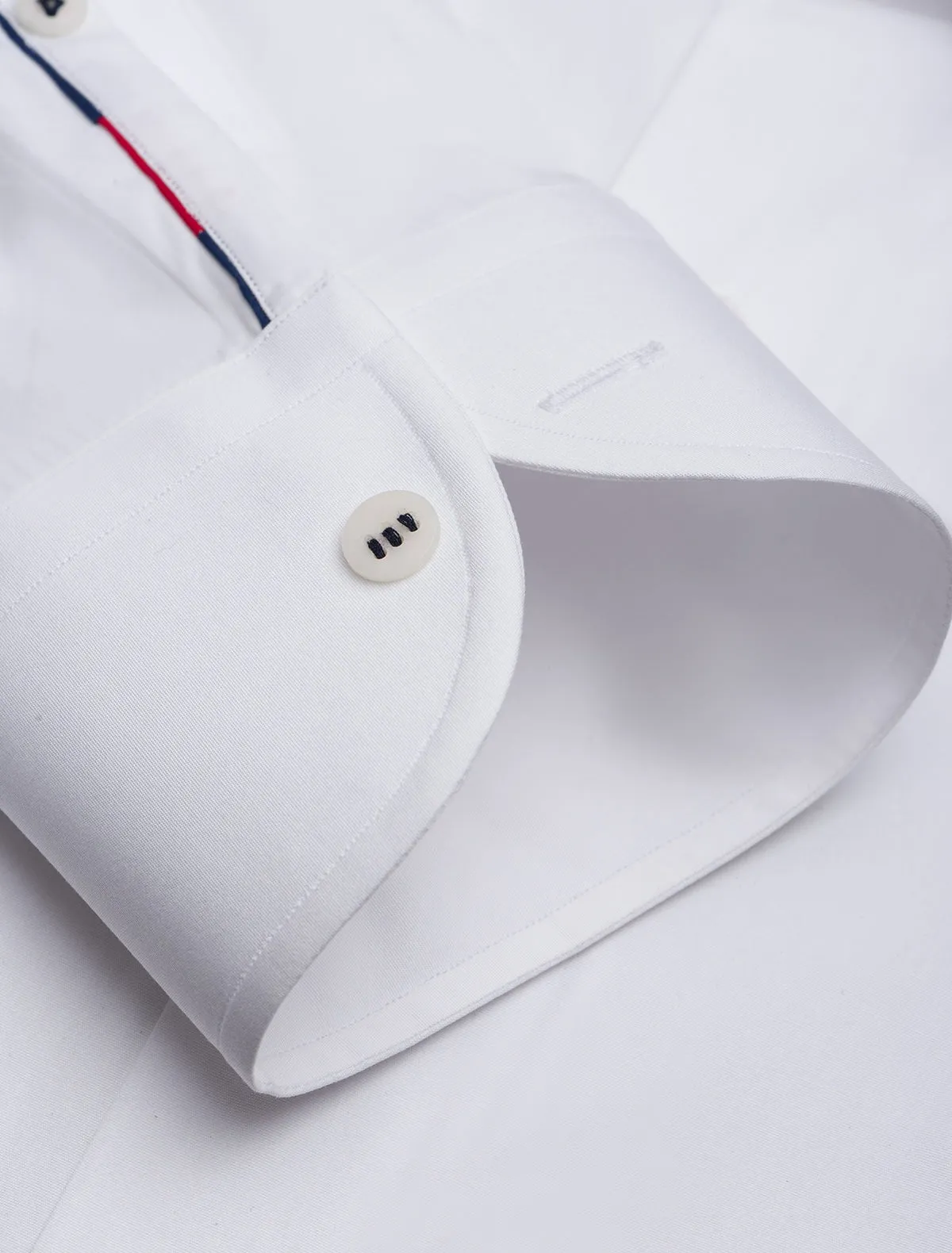 WHITE COTTON WEAVED CLASSIC COLLAR SHIRT