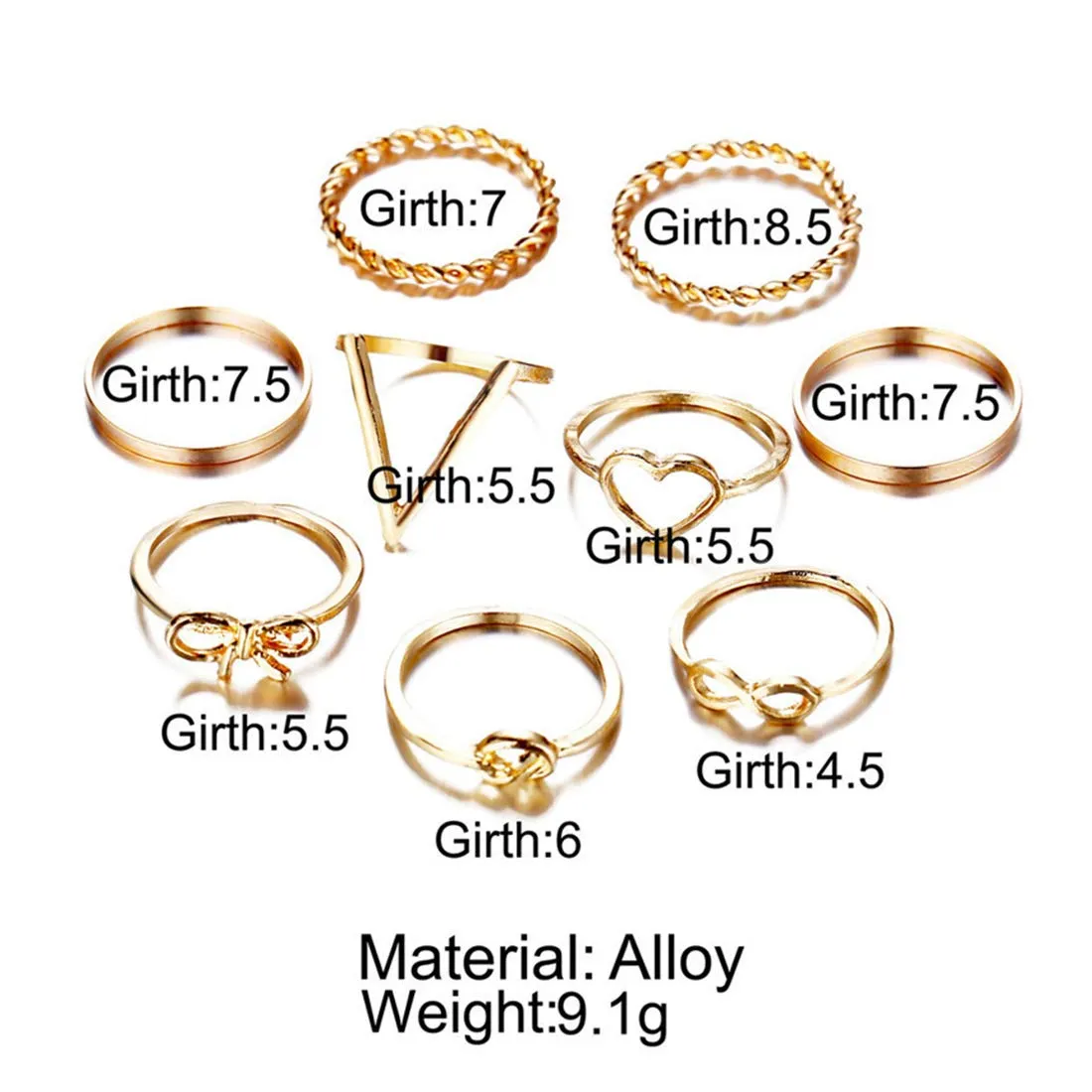 Yellow Chimes Rings for Women and Girls | Gold Aesthetic Ring Set | Gold Plated Knuckle Rings Combo | Aesthetic Rings | Accessories Jewellery for Women | Birthday Gift for Girls and Women for Wife